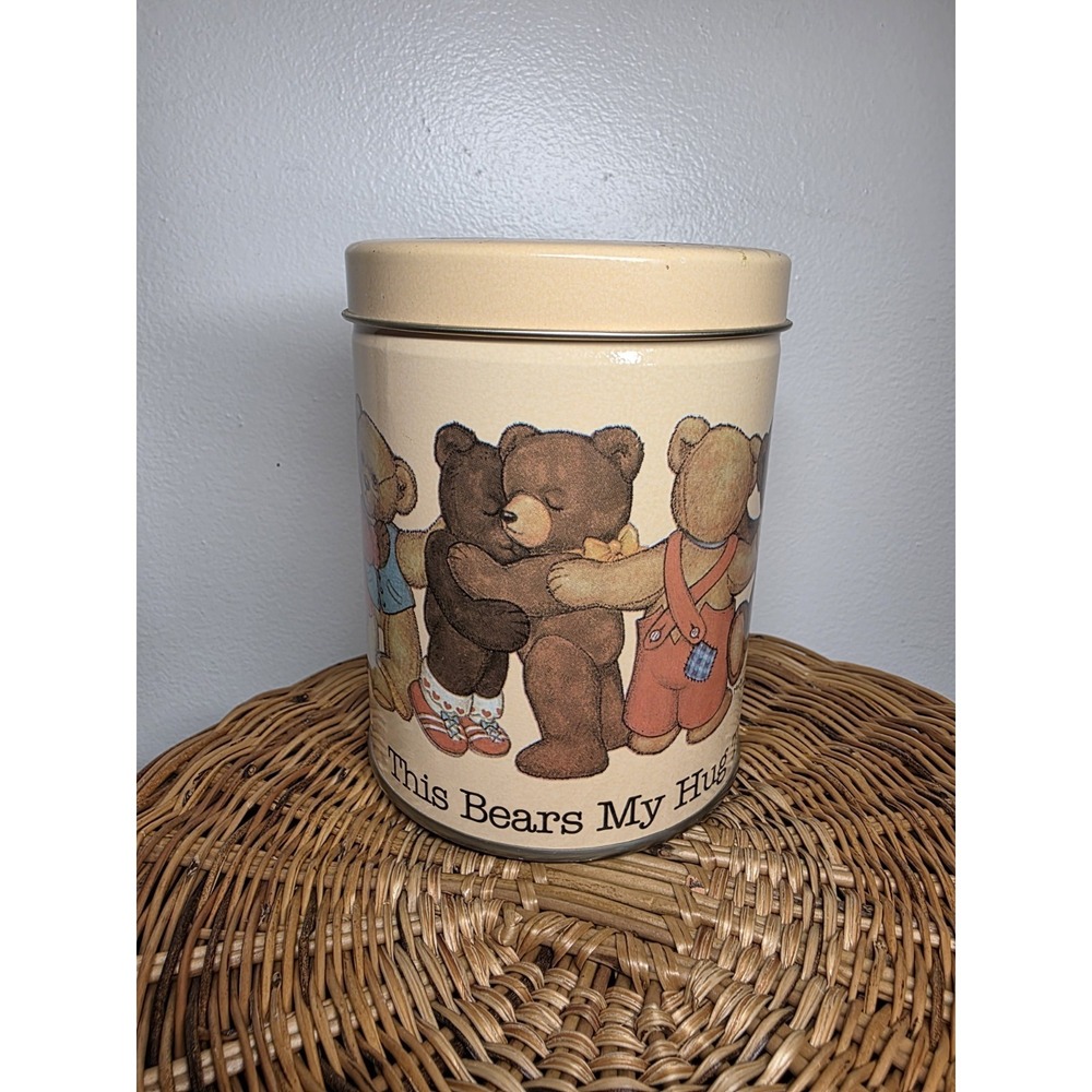 Collectible Vintage Tin Canister 1984 WSCC This Bears My Hug To You 5" Container